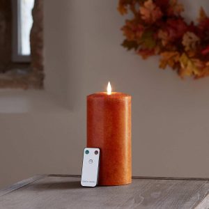 LED Candles | 20cm TruGlow® Mottled Orange LED Chapel Candle with Remote Control Battery Operated Lights Battery Operated Lights