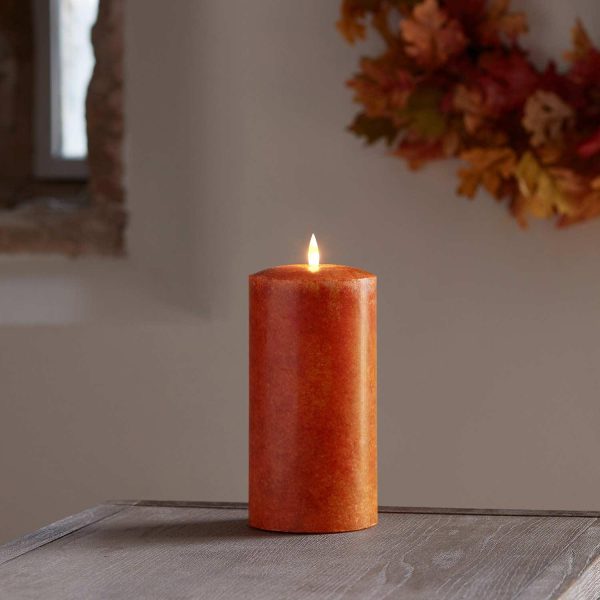 LED Candles | 20cm TruGlow® Mottled Orange LED Chapel Candle with Remote Control Battery Operated Lights Battery Operated Lights