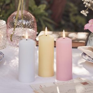 LED Candles | 3 Pastel TruGlow® Slim Pillar LED Candles Battery Operated Lights Battery Operated Lights