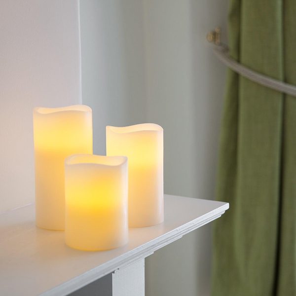 LED Candles | 3 Wax Battery Operated LED Pillar Candles Battery Operated Lights Battery Operated Lights