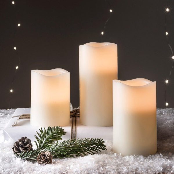 LED Candles | 3 Wax Battery Operated LED Pillar Candles Battery Operated Lights Battery Operated Lights