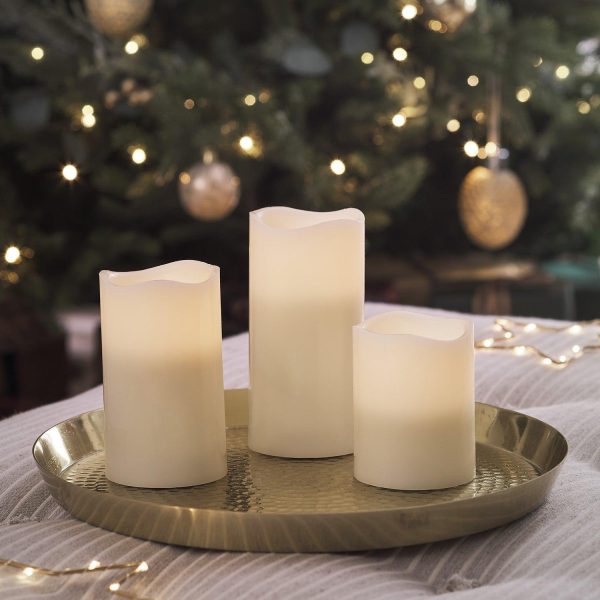 LED Candles | 3 Wax Battery Operated LED Pillar Candles Battery Operated Lights Battery Operated Lights