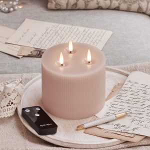 LED Candles | 3 Wick Fluted Blush Pink TruGlow® LED Candle Battery Operated Lights Battery Operated Lights