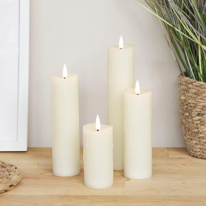 LED Candles | 4 Ivory TruGlow® Dripping Wax LED Slim Pillar Candles Battery Operated Lights Battery Operated Lights