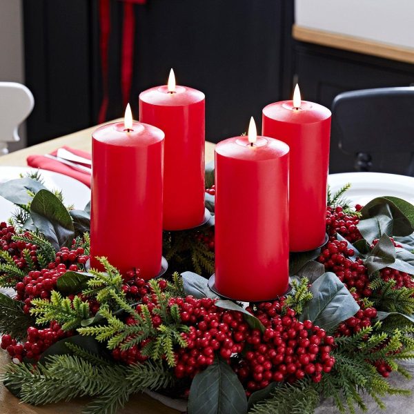 LED Candles | 4TruGlow® Red LED Pillar Candles & Table Candle Holder Indoor LED Candles