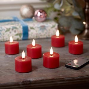 LED Candles | 6 TruGlow® Red LED Votive Candles with Remote Control Battery Operated Lights Battery Operated Lights