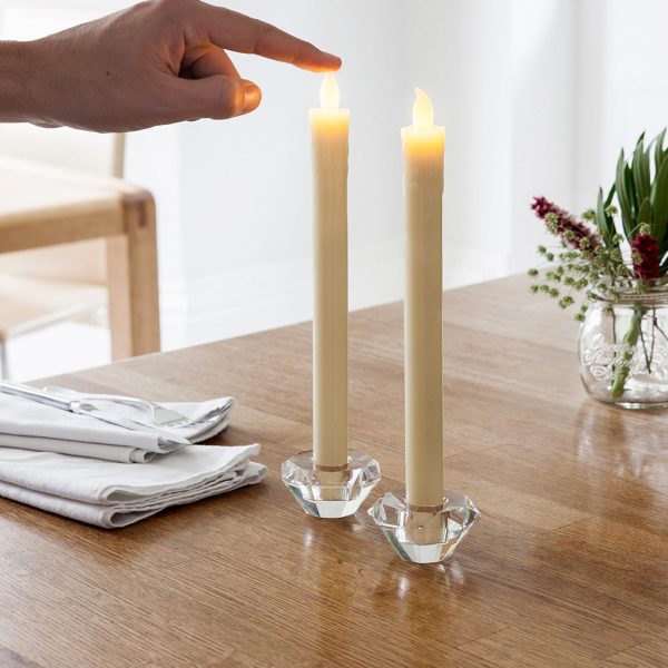 LED Candles | 8 Ivory Wax LED Taper Candles, Warm White Flame Battery Operated Lights Battery Operated Lights