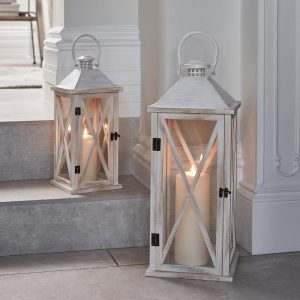 LED Candles | Folkestone Wooden Lantern Duo with TruGlow® Candles Battery Operated Lights Battery Operated Lights