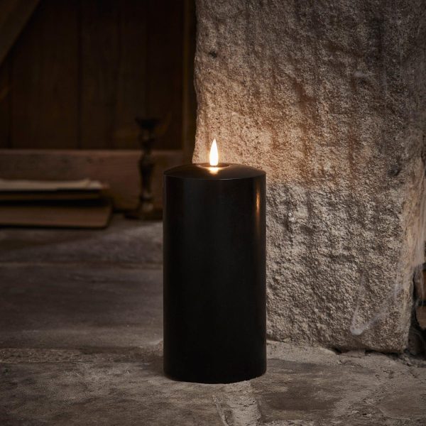 LED Candles | TruGlow® Black LED Chapel Candle 20cm Indoor LED Candles