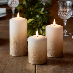 LED Candles | TruGlow® Bronze Ombre LED Pillar Candle Trio Battery Operated Lights Battery Operated Lights