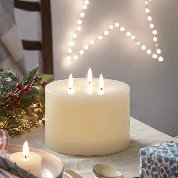 LED Candles | TruGlow® Ivory LED 3 Wick Candle Battery Operated Lights Battery Operated Lights