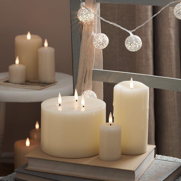 LED Candles | TruGlow® Ivory LED 3 Wick Candle Battery Operated Lights Battery Operated Lights