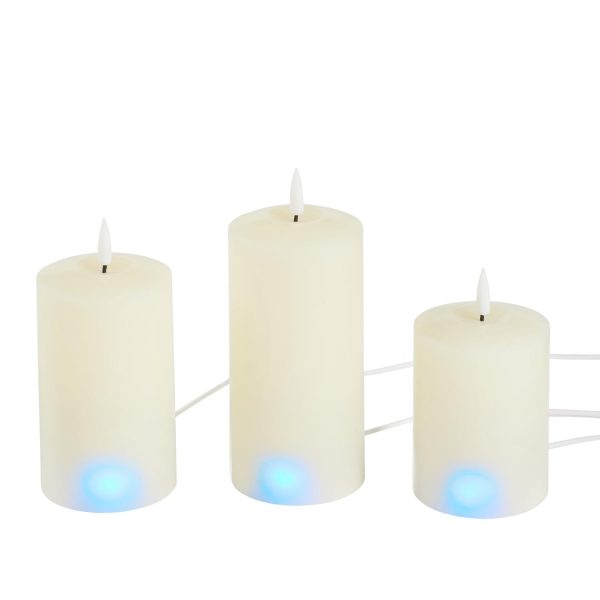 LED Candles | TruGlow® Ivory Rechargeable LED Pillar Candle Trio Indoor LED Candles