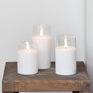 LED Candles | TruGlow® White LED Glass Candle Trio Battery Operated Lights Battery Operated Lights