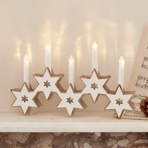 LED Candles | Wooden Star Candle Bridge Indoor LED Candles