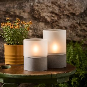 Outdoor Candles | 2 Solar TruGlow® Frosted Glass Candles Lights Outdoor Candles