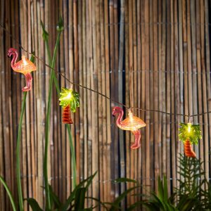 Outdoor Fairy Lights | 10 LED Flamingo & Palm Tree Fairy Lights Garden Lights Garden Lights