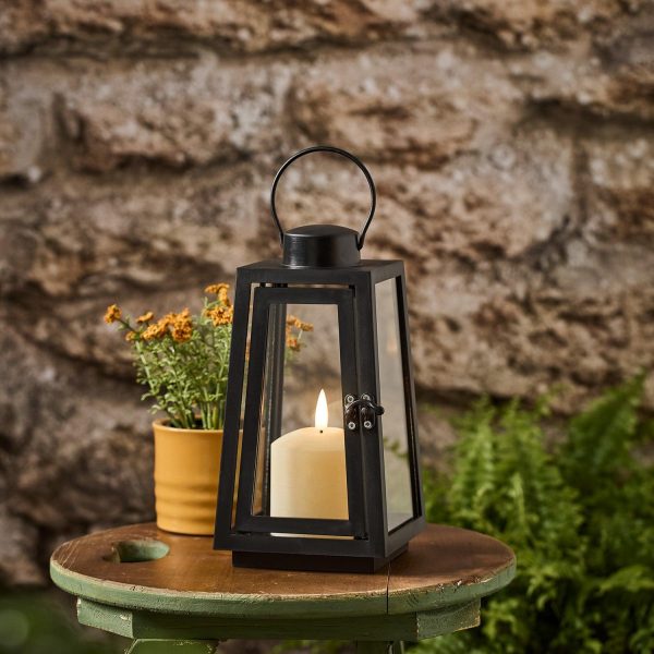 Outdoor Lanterns | Regular Capri Black Lantern with TruGlow® LED Candle Garden Lights Garden Lights