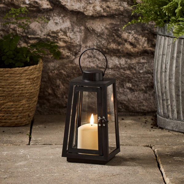 Outdoor Lanterns | Regular Capri Black Lantern with TruGlow® LED Candle Garden Lights Garden Lights