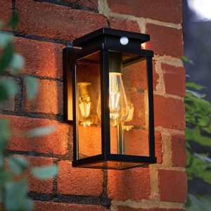 Outdoor Wall Lights | Ebony Lantern Wall Light with Motion Sensor Garden Lights Garden Lights