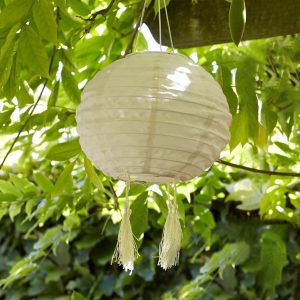 Patio Lights | 20cm Cream Lucena Tassel Solar Lantern Garden Lights Garden Lights