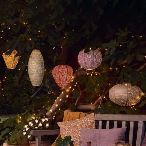 Solar Lights | Set of 5 Tyvek Moroccan Hanging Solar Lanterns Garden Lights Garden Lights