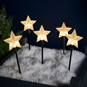 Star Lights | 5 Christmas Star Garden Stake Lights Indoor Star Lights