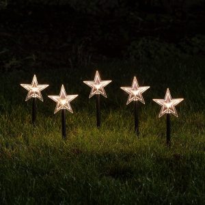 Star Lights | 5 Star Christmas Garden Stake Lights Indoor Star Lights