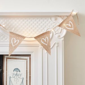 Children’s Lights | Heart Hessian LED Bunting Battery Operated Lights Battery Operated Lights