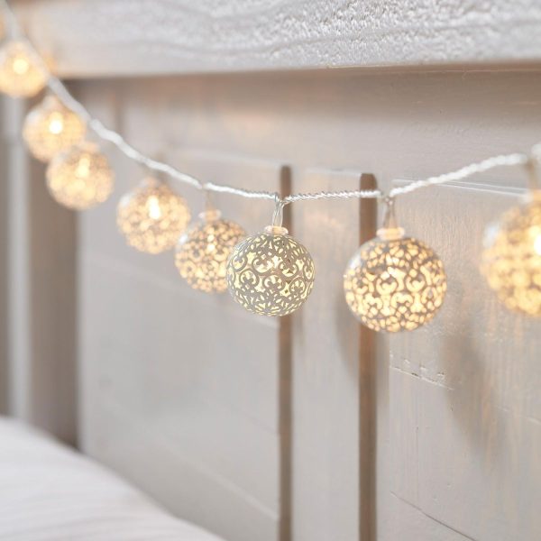 Indoor Fairy Lights | 16 White Ball Moroccan Fairy Lights Indoor Indoor Fairy Lights