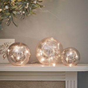 Battery Operated Lights | 3 Mercury Glass Light Up Orbs with Remote Control Battery Operated Lights Battery Operated Lights