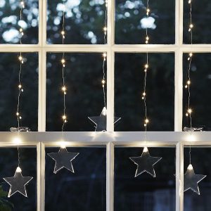 Indoor Curtain Lights | 47 Warm White Micro LED Star Curtain Light Indoor Indoor Curtain Lights